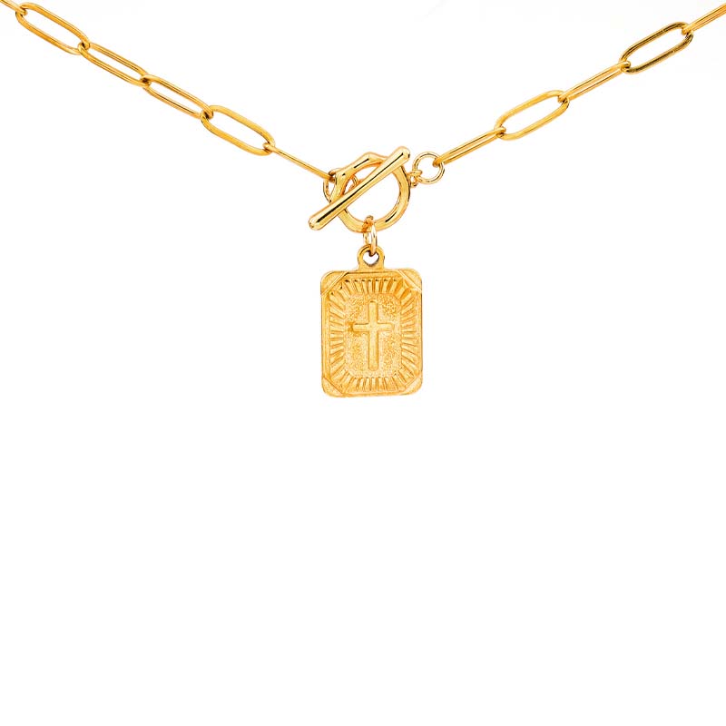 Kreuz-Anhänger mit Paperclip-Kette