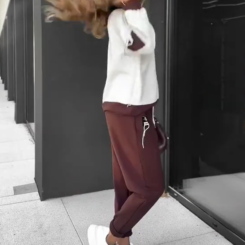 🍁NEUER HEISSER VERKAUF🔥 Farbblock-Pullover mit Kapuze & Jogginghose im Set