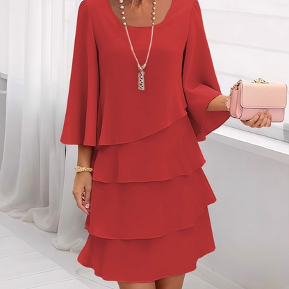 💎 50% RABATT! 👚 Elegantes Damen-Kleid mit Volantsaum – Zeitloser Quadratischer Ausschnitt & Fließende Ärmel