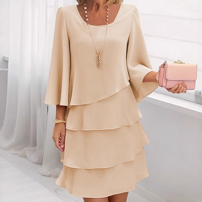💎 50% RABATT! 👚 Elegantes Damen-Kleid mit Volantsaum – Zeitloser Quadratischer Ausschnitt & Fließende Ärmel