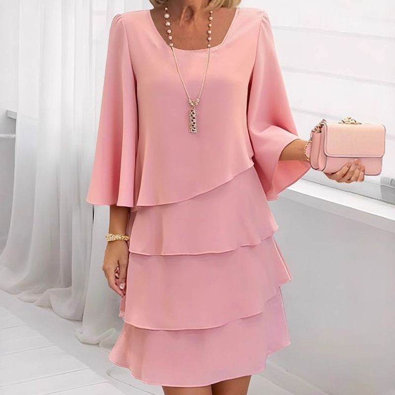 💎 50% RABATT! 👚 Elegantes Damen-Kleid mit Volantsaum – Zeitloser Quadratischer Ausschnitt & Fließende Ärmel