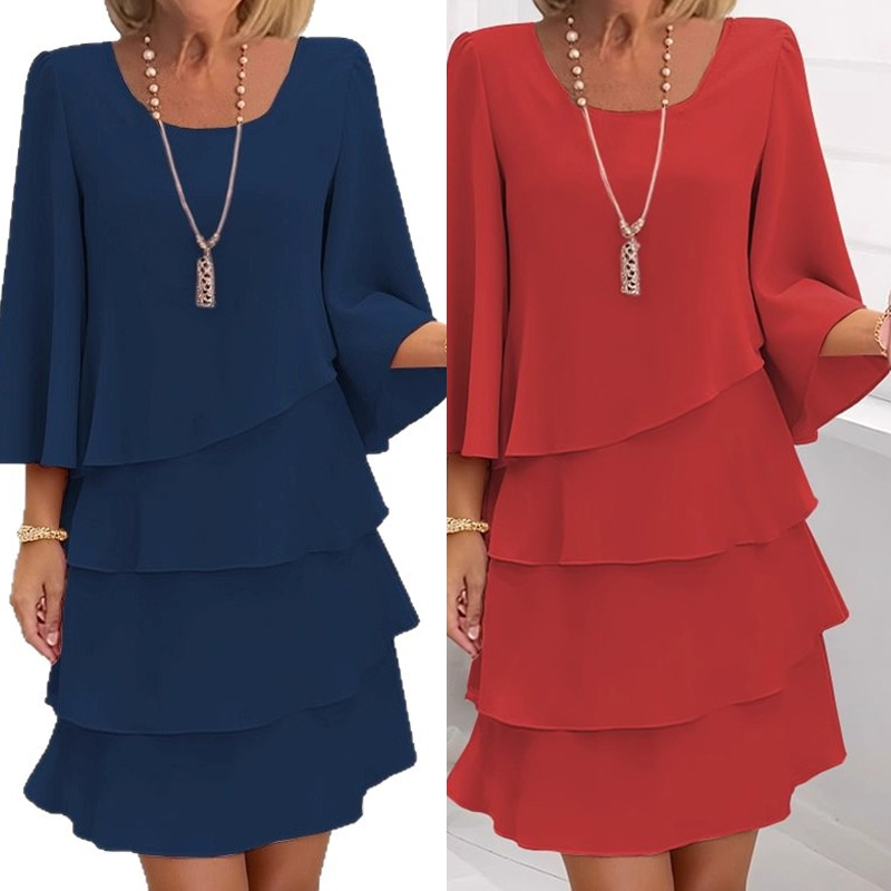 💎 50% RABATT! 👚 Elegantes Damen-Kleid mit Volantsaum – Zeitloser Quadratischer Ausschnitt & Fließende Ärmel