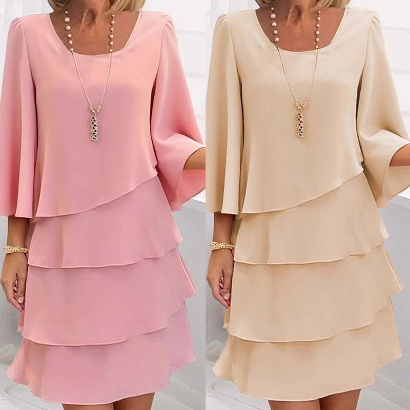 💎 50% RABATT! 👚 Elegantes Damen-Kleid mit Volantsaum – Zeitloser Quadratischer Ausschnitt & Fließende Ärmel