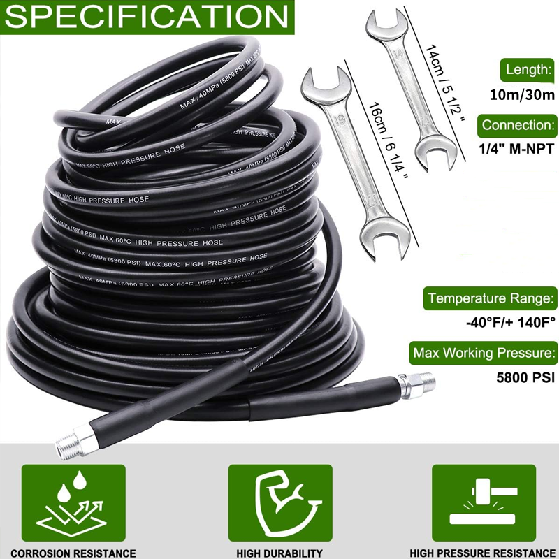 🚿 Reinigungsset für Abwasserkanäle 5800 PSI – Rotierende Düse und verstärkter Schlauch zum Entstopfen von Rohren 🛠️✨ – Kostenloser Versand