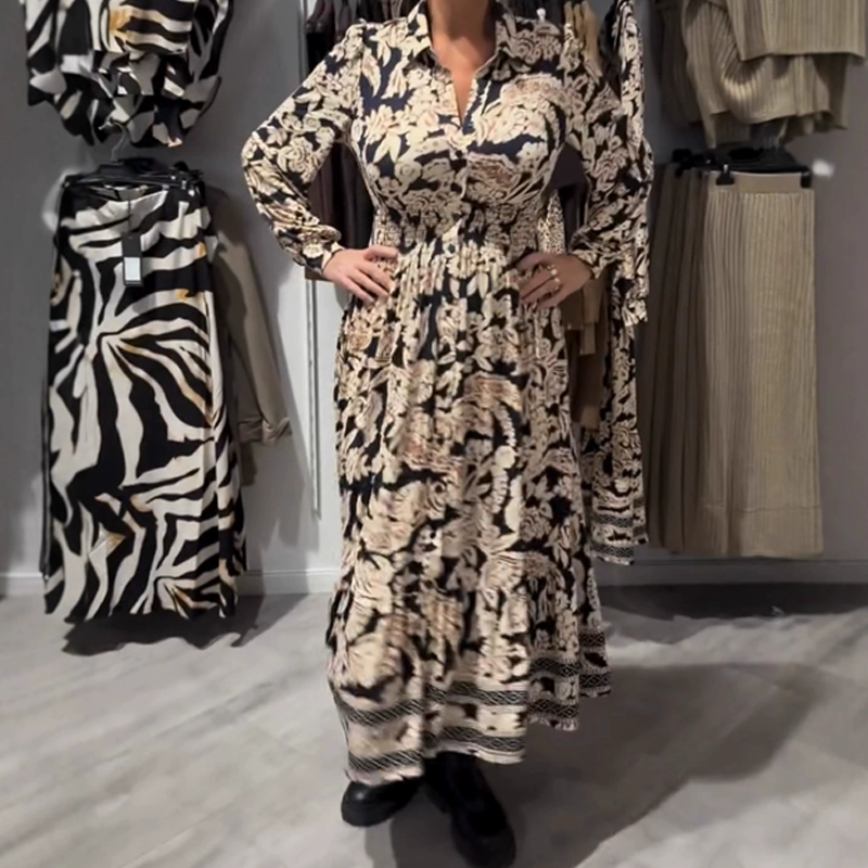 💥2025 Neues Design✨ Halbpreisverkauf💃Anmutiges Langarmkleid mit Blumenmuster