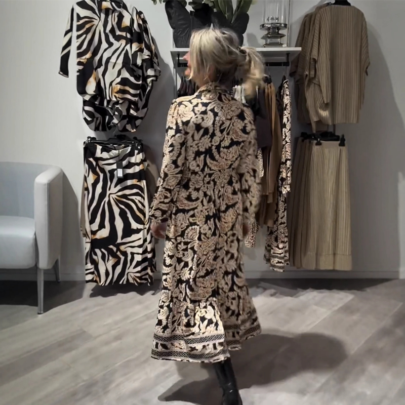 💥2025 Neues Design✨ Halbpreisverkauf💃Anmutiges Langarmkleid mit Blumenmuster