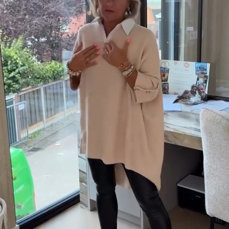 🍂 Herbst-Sonderangebot🌸 Langärmliges Damenoberteil mit Kragen