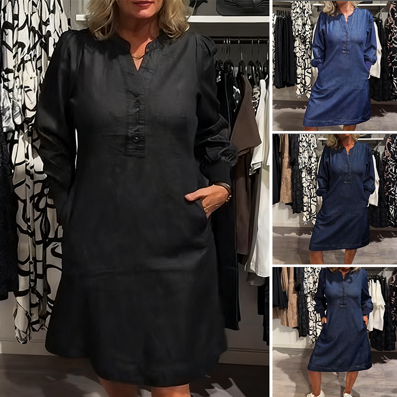 Damen lässiges modisches Kleid mit langen Ärmeln