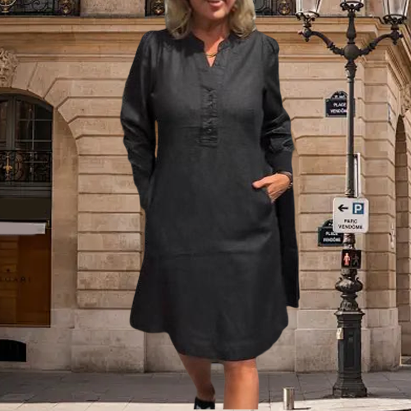 Damen lässiges modisches Kleid mit langen Ärmeln