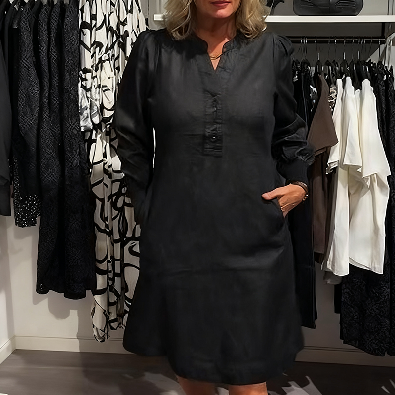 Damen lässiges modisches Kleid mit langen Ärmeln