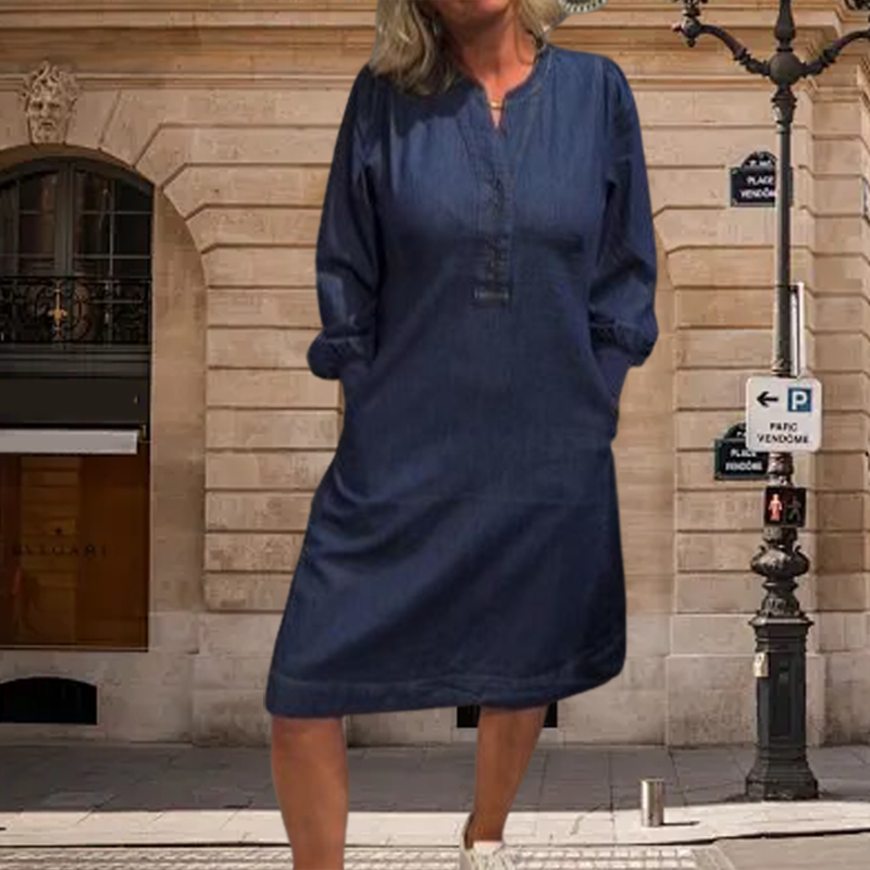 Damen lässiges modisches Kleid mit langen Ärmeln