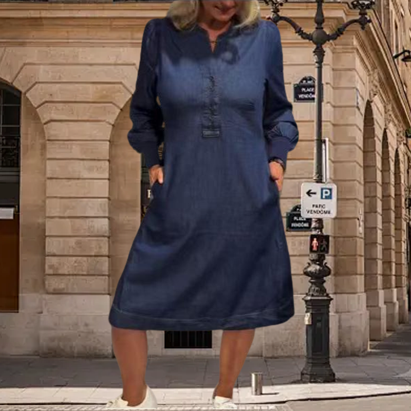 Damen lässiges modisches Kleid mit langen Ärmeln