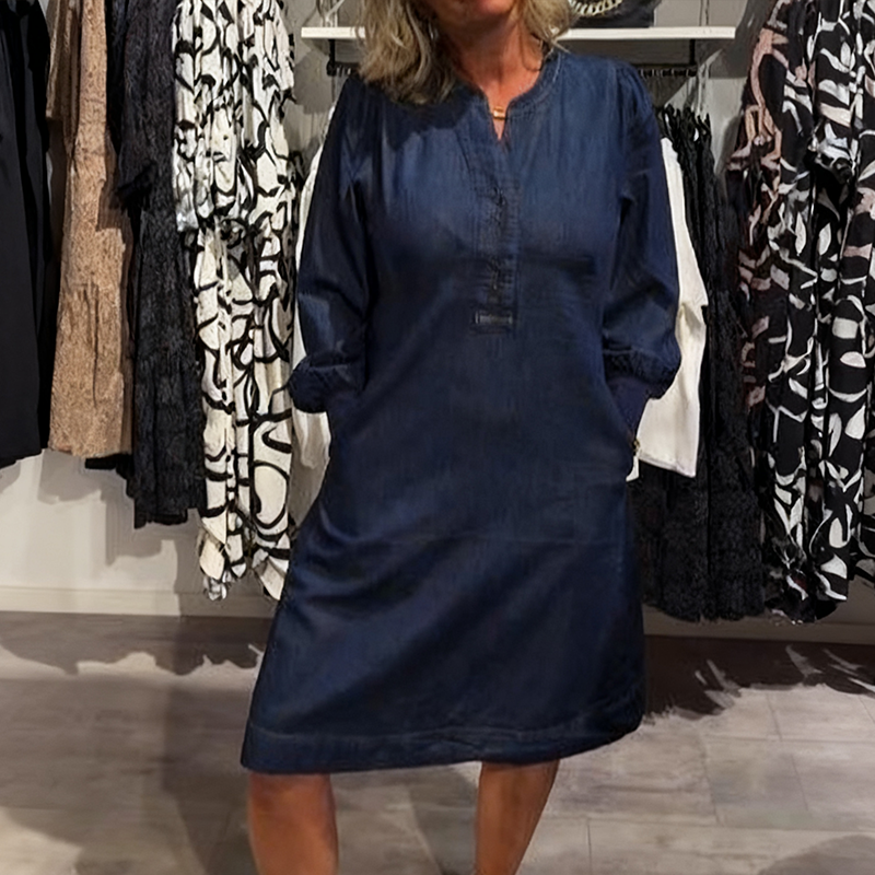 Damen lässiges modisches Kleid mit langen Ärmeln