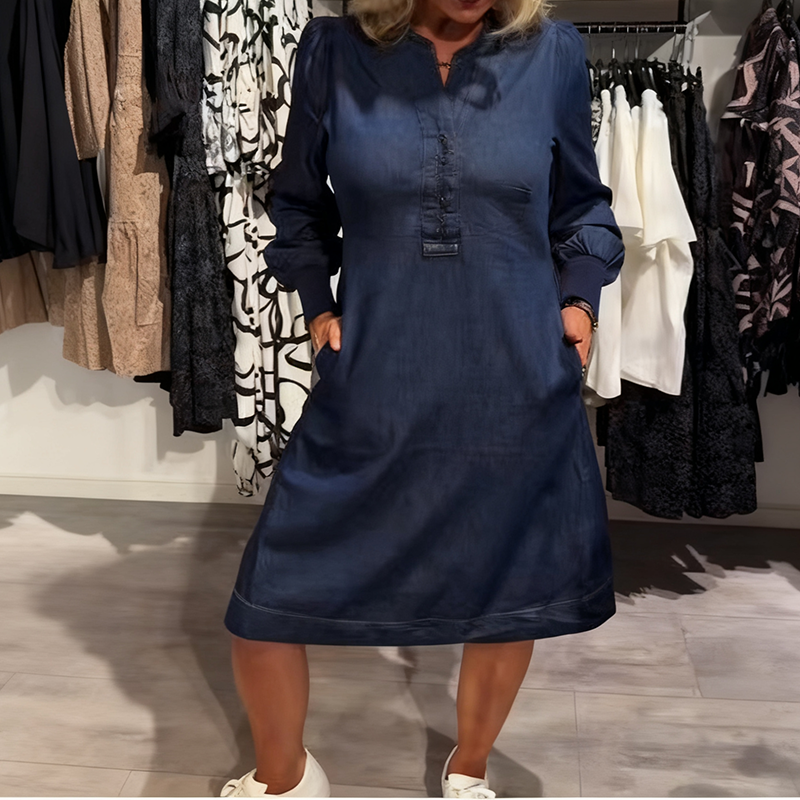 Damen lässiges modisches Kleid mit langen Ärmeln