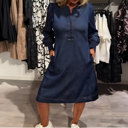 Damen lässiges modisches Kleid mit langen Ärmeln