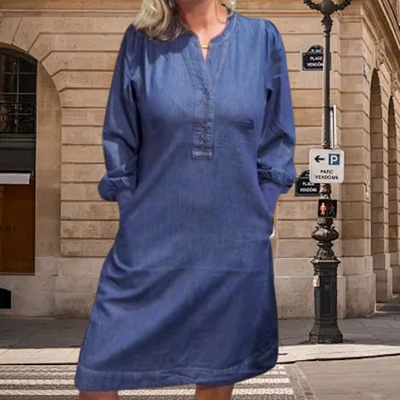 Damen lässiges modisches Kleid mit langen Ärmeln