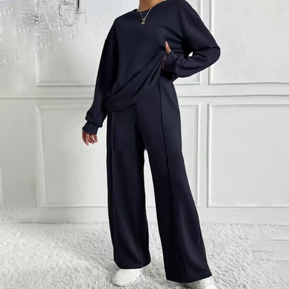 Gemütlicher Damen-Zweiteiler: Langarm-Sweatshirt und Hose