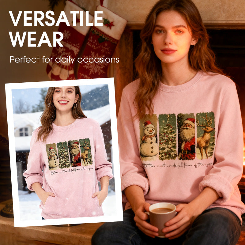 Damen-Weihnachts-Doodle-Sweatshirt mit Rundhalsausschnitt