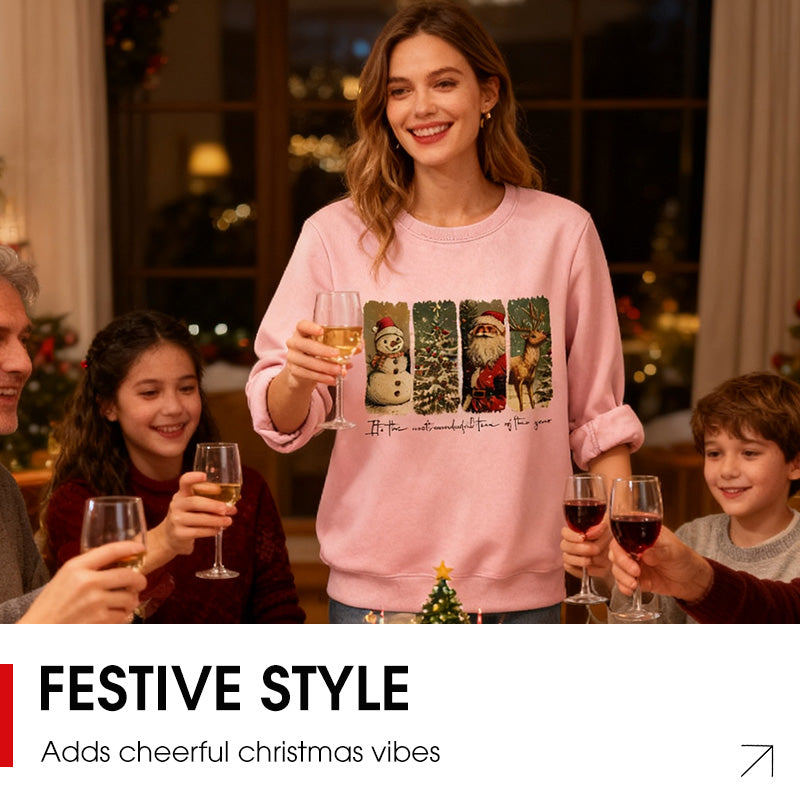 Damen-Weihnachts-Doodle-Sweatshirt mit Rundhalsausschnitt