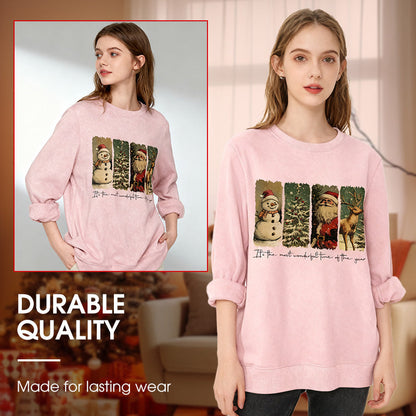 Damen-Weihnachts-Doodle-Sweatshirt mit Rundhalsausschnitt