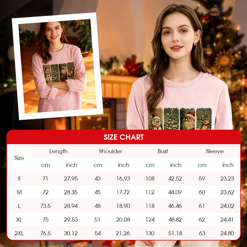 Damen-Weihnachts-Doodle-Sweatshirt mit Rundhalsausschnitt