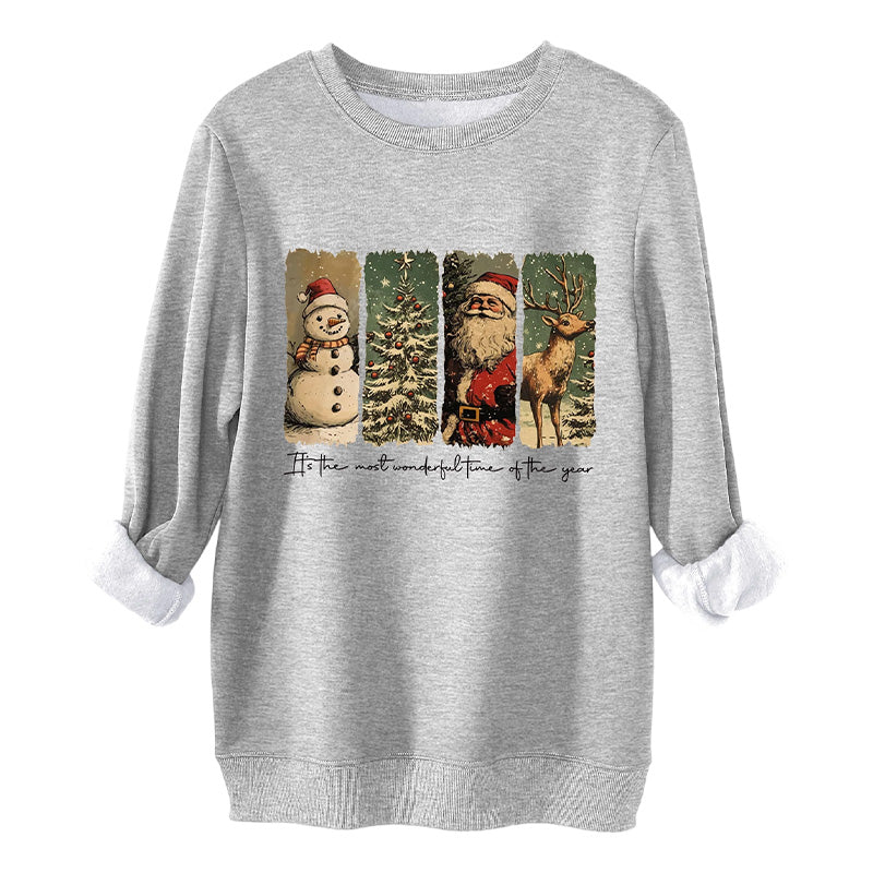 Damen-Weihnachts-Doodle-Sweatshirt mit Rundhalsausschnitt