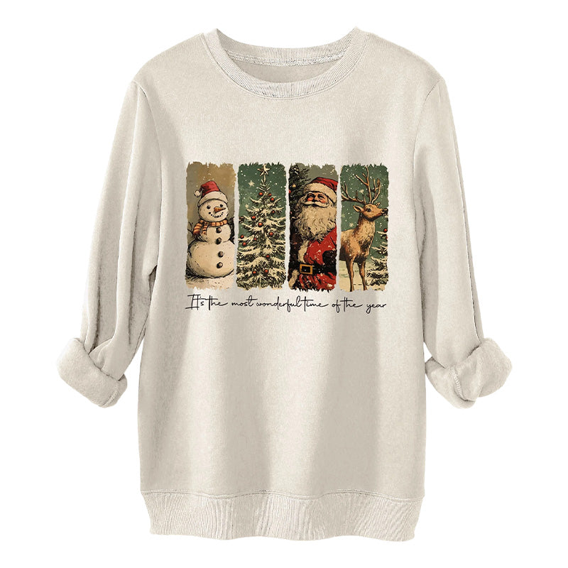 Damen-Weihnachts-Doodle-Sweatshirt mit Rundhalsausschnitt