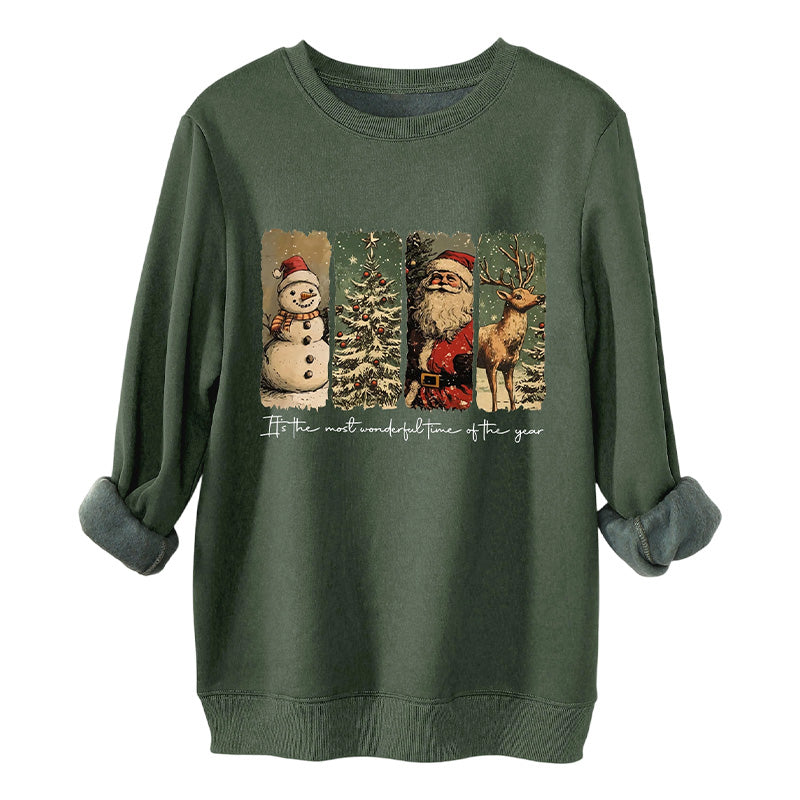 Damen-Weihnachts-Doodle-Sweatshirt mit Rundhalsausschnitt