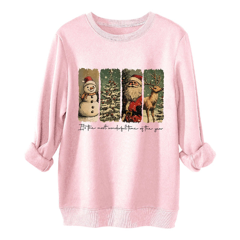 Damen-Weihnachts-Doodle-Sweatshirt mit Rundhalsausschnitt