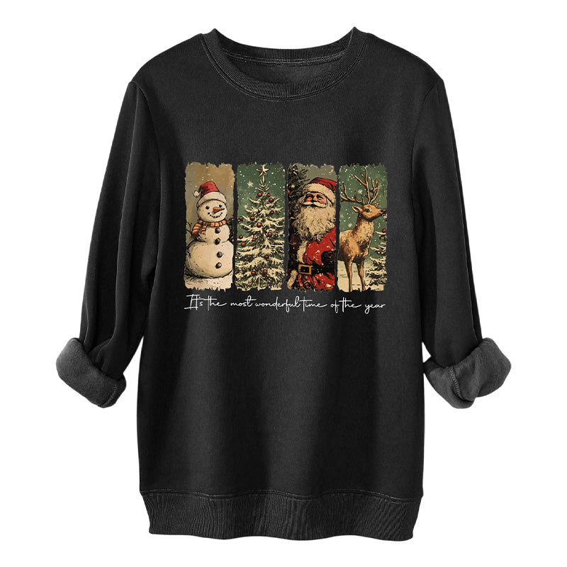 Damen-Weihnachts-Doodle-Sweatshirt mit Rundhalsausschnitt
