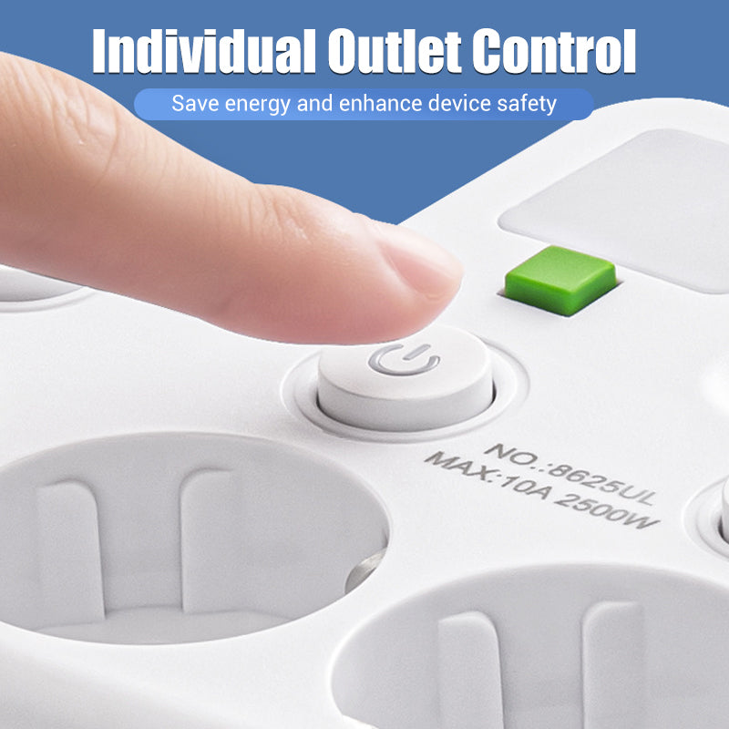 🔌EU-Stecker-Wandler-Steckdose mit 4 Steckdosen, Multi-Port-Wanddose mit unabhängigem Schalter und kleinem Nachtlichtadapter
