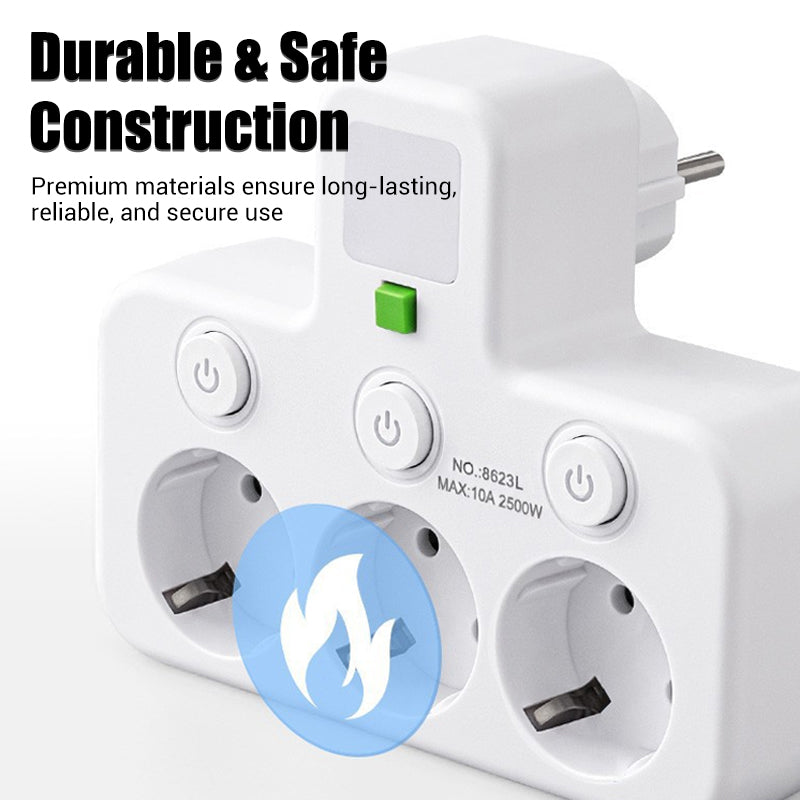 🔌EU-Stecker-Wandler-Steckdose mit 4 Steckdosen, Multi-Port-Wanddose mit unabhängigem Schalter und kleinem Nachtlichtadapter