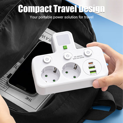 🔌EU-Stecker-Wandler-Steckdose mit 4 Steckdosen, Multi-Port-Wanddose mit unabhängigem Schalter und kleinem Nachtlichtadapter