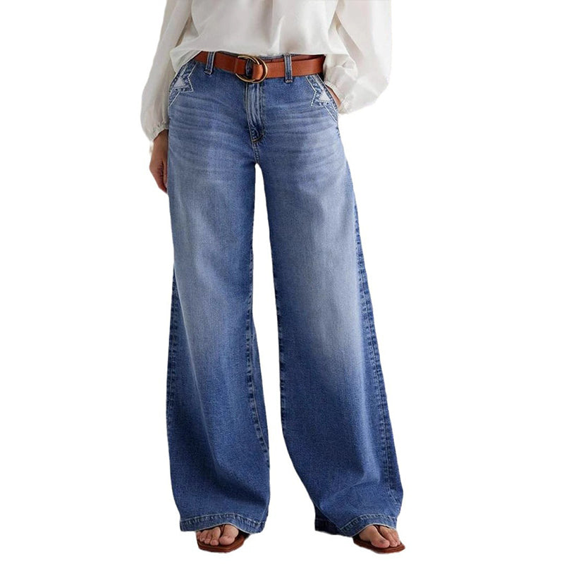 🕰️👖50 % Rabatt🔥 Damen-Vintage-Hochbund-Weitbeinjeans | Retro-Look & figurformend