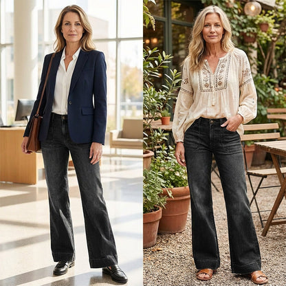 🎉Heißer Verkauf 50% RABATT👖 Damen Retro Flare Jeans – Vintage Wash, Stretch Denim & Hoher Bund für Perfekten Komfort ✨