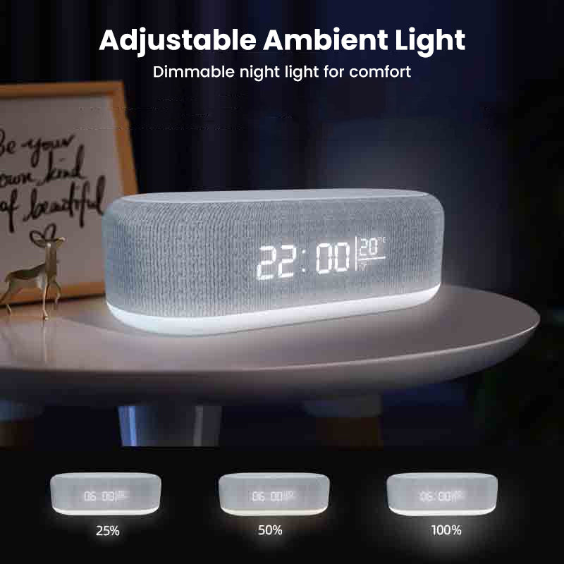 🔋6-in-1 Kabellose Ladestation 25W – Uhr, Wecker, Bluetooth-Lautsprecher & Nachtlicht | All-in-One für den Nachttisch!