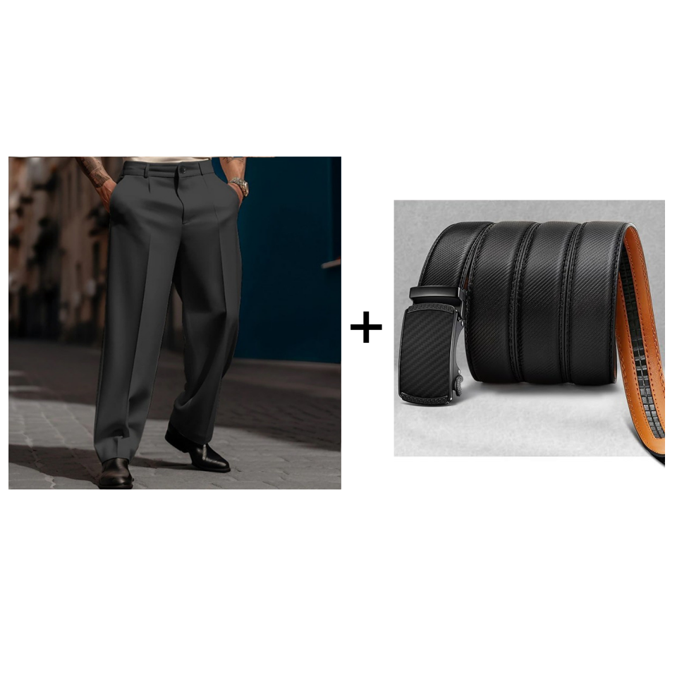 👖✨Herren Anzughose mit Bundfalten Weites Bein, Atmungsaktiv Komfortabel für Alltag Business Freizeit City Style