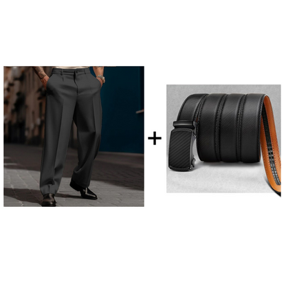 👖✨Herren Anzughose mit Bundfalten Weites Bein, Atmungsaktiv Komfortabel für Alltag Business Freizeit City Style