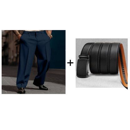 👖✨Herren Anzughose mit Bundfalten Weites Bein, Atmungsaktiv Komfortabel für Alltag Business Freizeit City Style