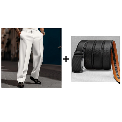 👖✨Herren Anzughose mit Bundfalten Weites Bein, Atmungsaktiv Komfortabel für Alltag Business Freizeit City Style