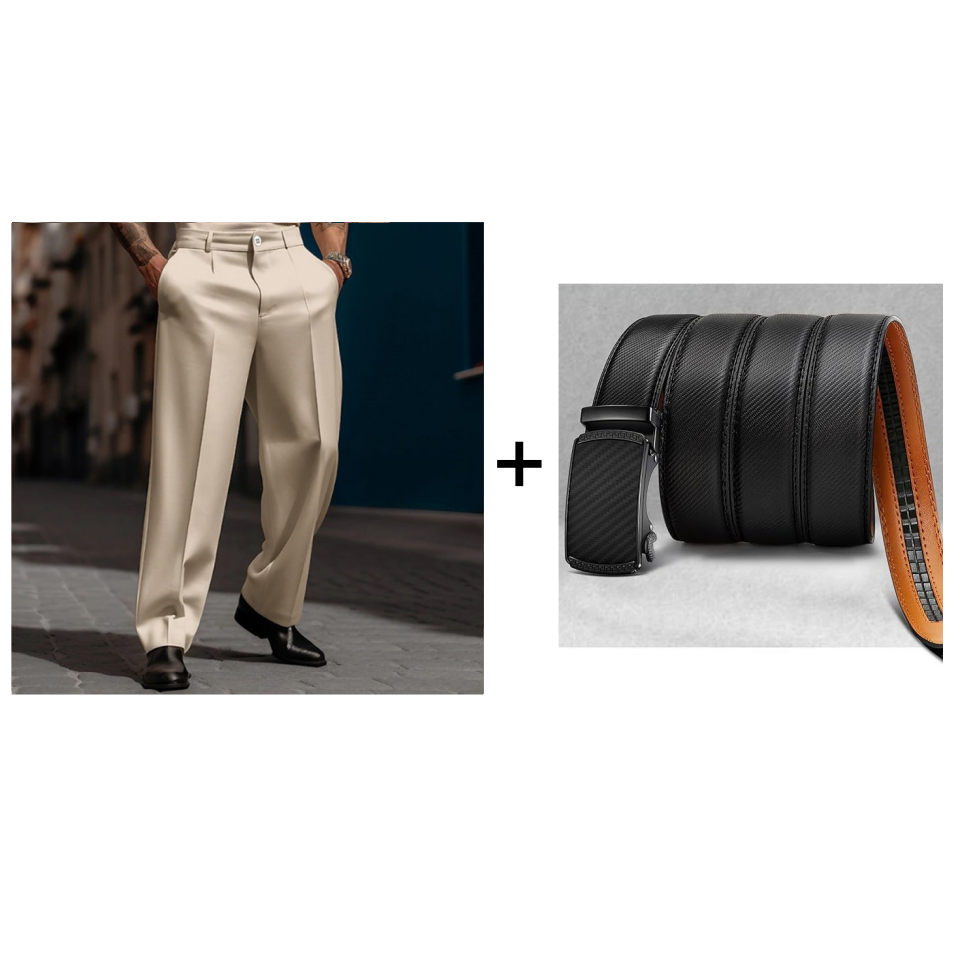 👖✨Herren Anzughose mit Bundfalten Weites Bein, Atmungsaktiv Komfortabel für Alltag Business Freizeit City Style