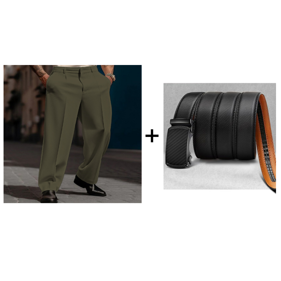 👖✨Herren Anzughose mit Bundfalten Weites Bein, Atmungsaktiv Komfortabel für Alltag Business Freizeit City Style
