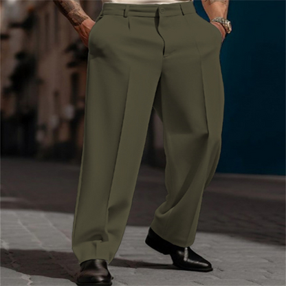 👖✨Herren Anzughose mit Bundfalten Weites Bein, Atmungsaktiv Komfortabel für Alltag Business Freizeit City Style