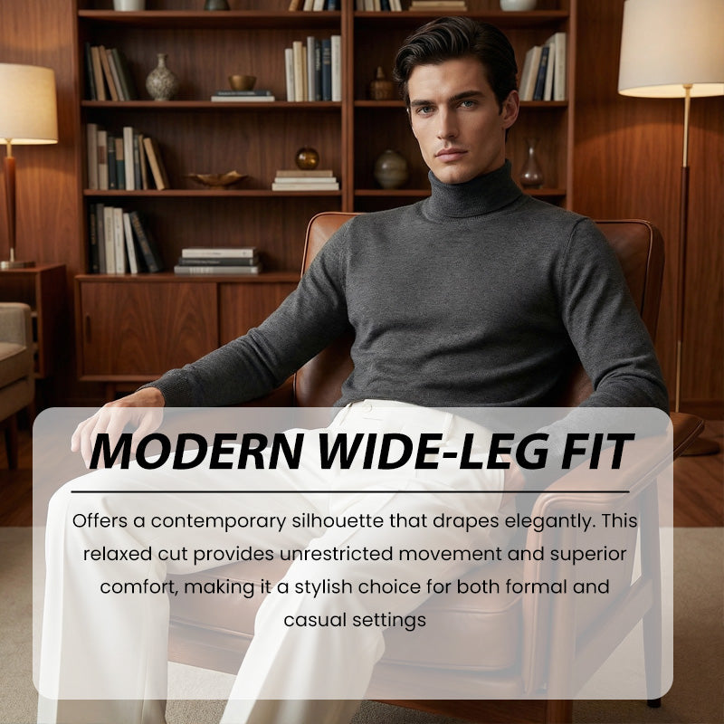 👖✨Herren Anzughose mit Bundfalten Weites Bein, Atmungsaktiv Komfortabel für Alltag Business Freizeit City Style
