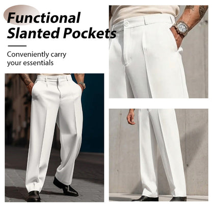 👖✨Herren Anzughose mit Bundfalten Weites Bein, Atmungsaktiv Komfortabel für Alltag Business Freizeit City Style