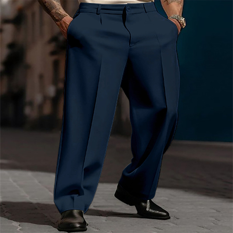👖✨Herren Anzughose mit Bundfalten Weites Bein, Atmungsaktiv Komfortabel für Alltag Business Freizeit City Style