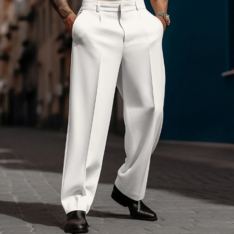 👖✨Herren Anzughose mit Bundfalten Weites Bein, Atmungsaktiv Komfortabel für Alltag Business Freizeit City Style