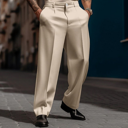 👖✨Herren Anzughose mit Bundfalten Weites Bein, Atmungsaktiv Komfortabel für Alltag Business Freizeit City Style