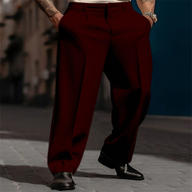 👖✨Herren Anzughose mit Bundfalten Weites Bein, Atmungsaktiv Komfortabel für Alltag Business Freizeit City Style
