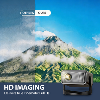 💎 50% RABATT! 💎 Smart Full HD Projektor mit Automatischem Fokus – 1080P, Wi-Fi 6, 360° Gimbal-Ständer & Kurzdistanz 📽️🔥